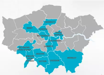 Boroughs of London where Veolia operate waste management. 